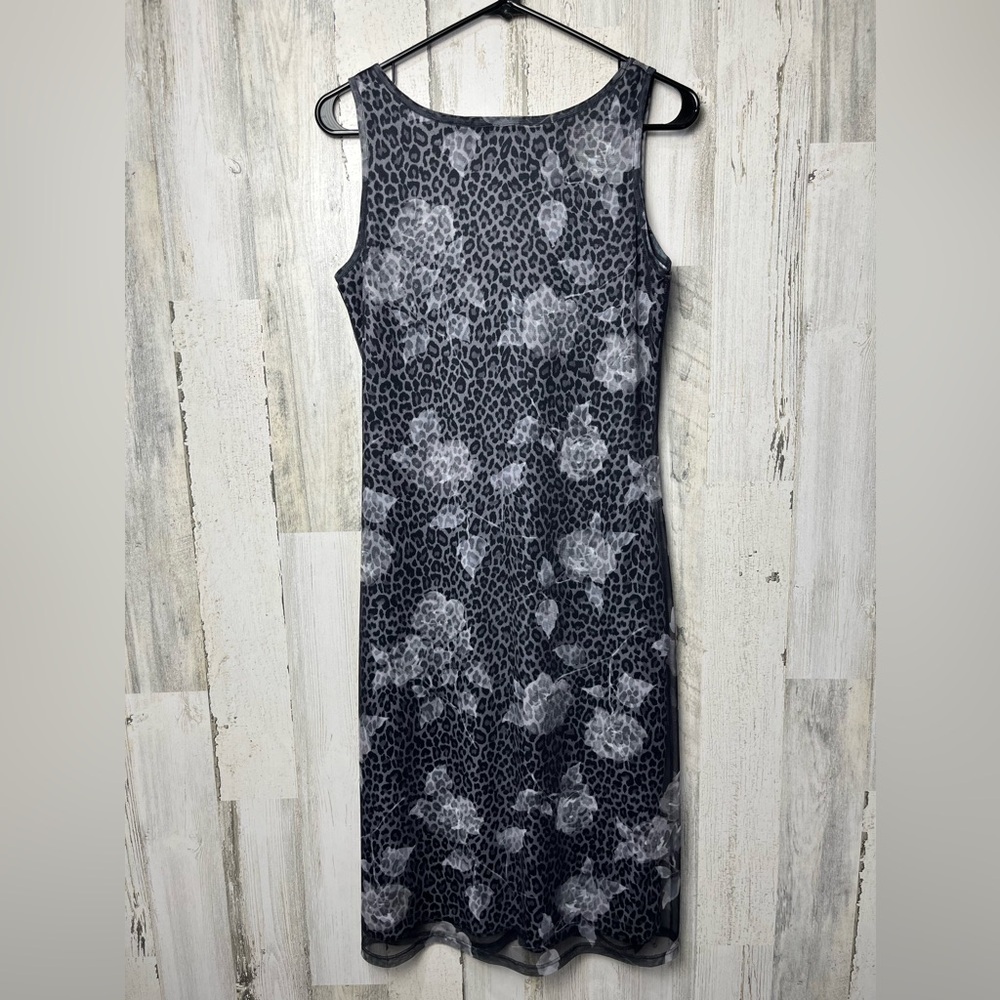 Y2K floral mesh animal print midi dress medium